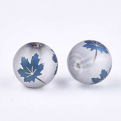 Autumn Theme Electroplate Transparent Glass Beads LS-X-EGLA-S178-01C-1