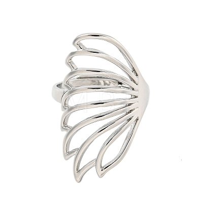 Hollow Butterfly Brass Open Cuff Ring for Women RJEW-M175-02P-1