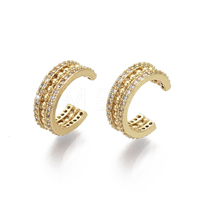 Brass Micro Pave Clear Cubic Zirconia Cuff Earrings EJEW-R114-025G-NF-1