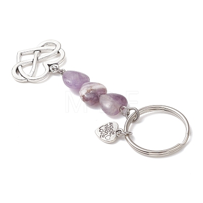 Heart Natural Mixed Gemstone Keychains KEYC-JKC01455-1