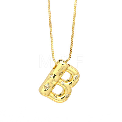 Brass Micro Pave Clear Cubic Zirconia Initial Pendant Necklaces FS-WGF17D9-07-1