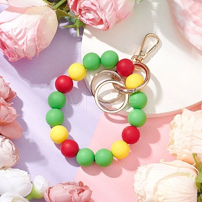 Silicone Beaded Bracelet Keychain Handmade DIY Pendant KEYC-JKC00853-1