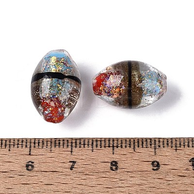 Two Tone Color Handmade Foil Glass Beads FOIL-Q001-01D-1