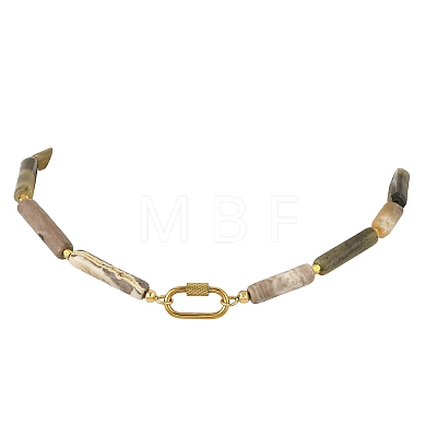 Natural Bumblebee Jasper Bead Necklaces NJEW-JN06633-1