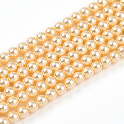 Baking Painted Pearlized Glass Pearl Bead Strands HY-N002-3mm-A09-1