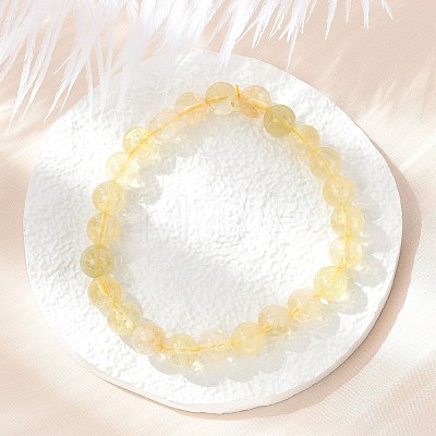 Natural Citrine Beaded Stretch Bracelets BJEW-I253-8mm-21-1