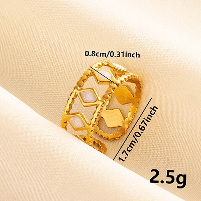 Fashionable 304 Stainless Steel Enamel Cuff Ring KR4254-2-1