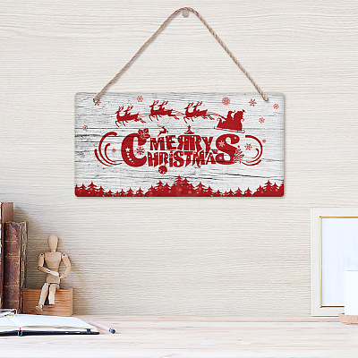 Christmas Theme Natural Wood Hanging Wall Decorations HJEW-WH0015-068-1