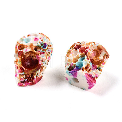 Spray Painted Resin Beads Strands RESI-N041-01A-1