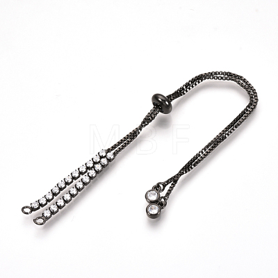 Adjustable Brass Micro Pave Cubic Zirconia Chain Bracelet Making ZIRC-T004-39B-1