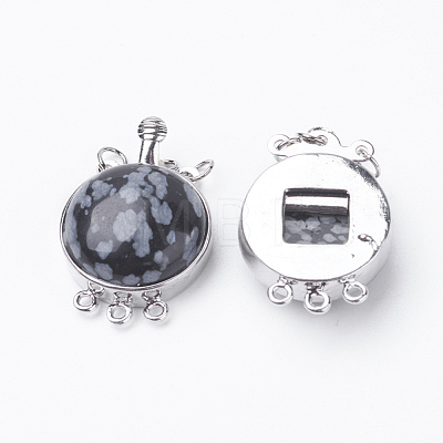 Natural Snowflake Obsidian Box Clasps G-E427-01P-1