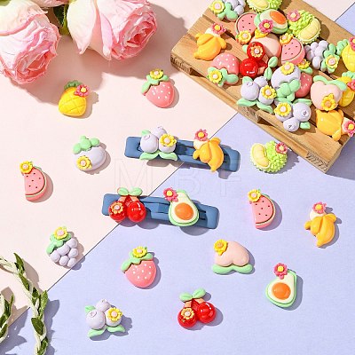 55Pcs 11 Styles Opaque Resin Decoden Flower & Fruit Cabochons RESI-CJ0004-10-1