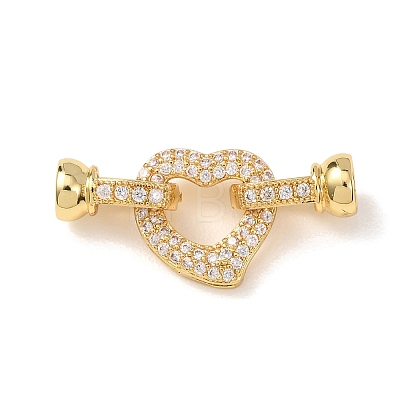 Brass Micro Pave Clear Cubic Zirconia Fold Over Clasps KK-D259-02B-G-1
