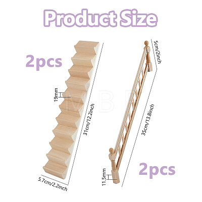 Wooden Stairs for Dollhouse DOLL-WH0002-55-1