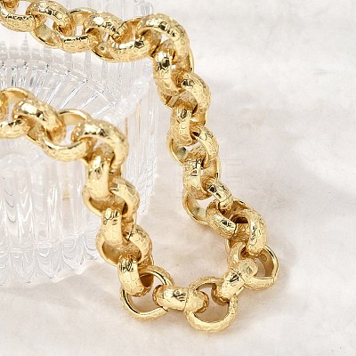 12MM Brass Textured Rolo Chain Necklaces NJEW-L013-08G-1