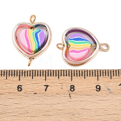 CCB Plastic Frame with Polymer Clay Rainbow Beads Links Connector Charms KK-D103-08D-RG-1