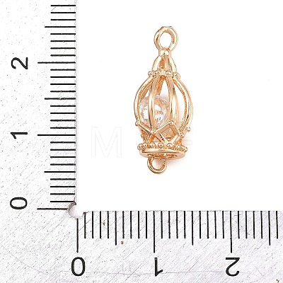 Brass Birdcage Links Connector Charms with Clear Cubic Zirconia Beads Inside KK-D265-03G-1