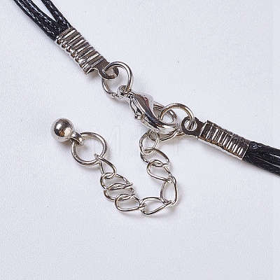 Waxed Cord Tiered Necklace NJEW-P185-A05-1