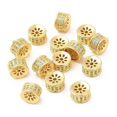 Brass Micro Pave Clear Cubic Zirconia Beads KK-I705-12G-1
