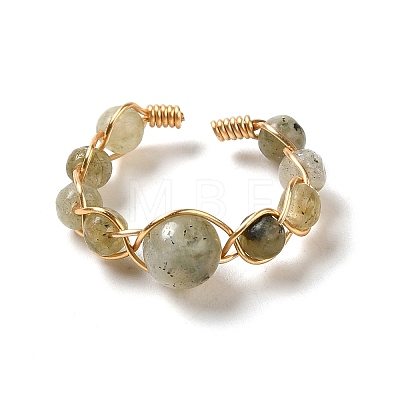 Adjustable Natural Labradorite with Brass Rings G-B075-01G-08-1