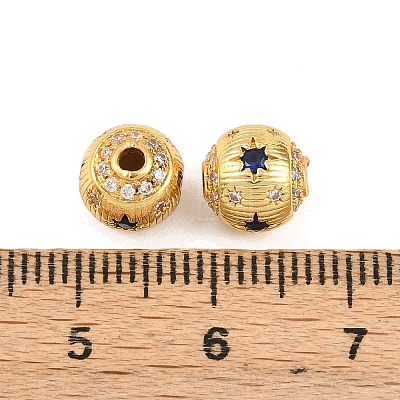 Brass Micro Pave Cubic Zirconia Beads KK-H533-02G-1