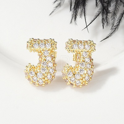 Brass Micro Pave Cubic Zirconia Stud Earrings EJEW-Z091-04G-J-1