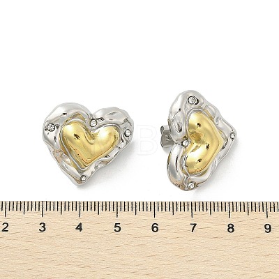 304 Stainless Steel Two Tone Stud Earrings EJEW-A124-01A-1