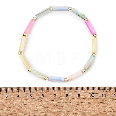 Dyed Natural Freshwater Shell & Electroplate Non-magnetic Synthetic Hematite Beads Stretch Bracelets for Women BJEW-JB13632-1