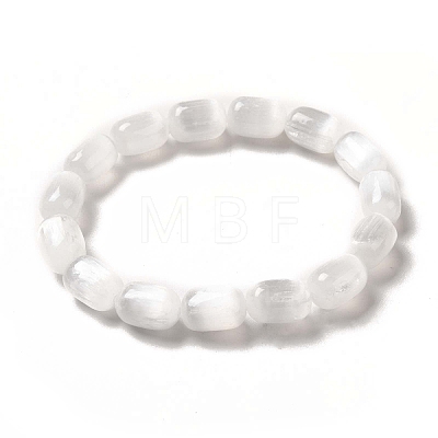 Natural Selenite Column Beaded Stretch Bracelet for Women BJEW-I312-01-1