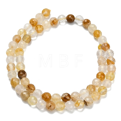 Grade A Natural Yellow Hematoid Quartz Beads Strands G-L642-F04-6mm-1