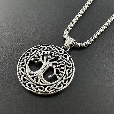 Tree of Life Hollow Tree of Life Pendant 304 Stainless Steel Punk Necklace Jewelry LS-HL3986-1