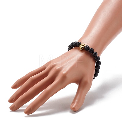 Natural Lava Rock Stretch Bracelet for Women Men BJEW-JB06831-1