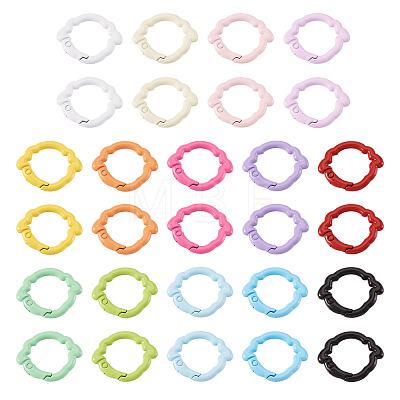 28Pcs 14 Colors Baking Paint Zinc Alloy Spring Gate Rings FIND-TA0010-21-1