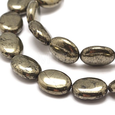 Oval Natural Pyrite Beads Strands X-G-I126-19-14x10mm-1