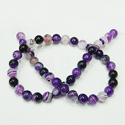 Natural Striped Agate/Banded Agate Strands G-Q842-10mm-M-1
