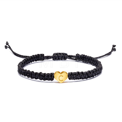 Alloy Heart with Letter Pattern Bead Braided Bead Bracelets FS-WGEB992-03-1