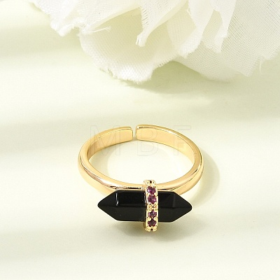 Natural Black Agate Cuff Rings GG-CBA0B5A-03G-05-1