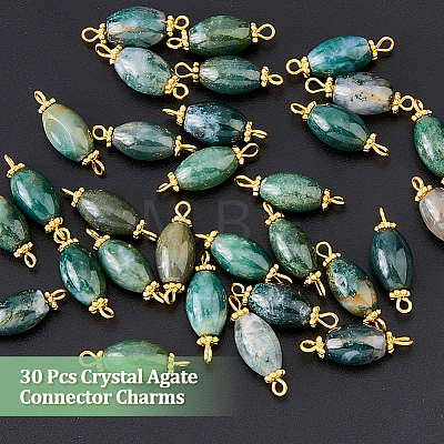30Pcs Natural Moss Agate Connector Charms FIND-DC0003-54-1