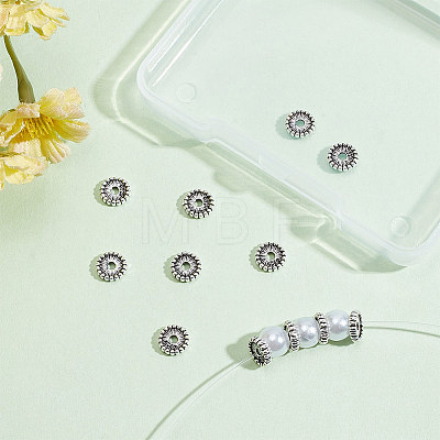 BENECREAT 12Pcs Tibetan Style Sterling Silver Spacer Beads STER-BC0001-80-1