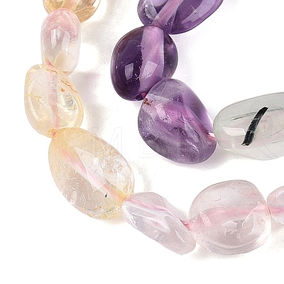 Natural Rose Quartz & Amethyst & Citrine(Heated) & Prehnite Beads Strands G-N371-01A-01-1