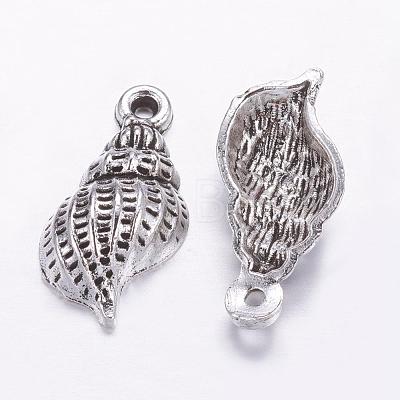 Tibetan Style Alloy Whelk/Conch Shell Pendants TIBEP-Q043-226-RS-1