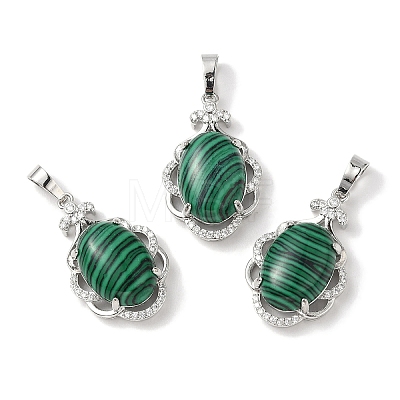 Synthetic Malachite Oval Pendants G-NH0025-15P-18-1