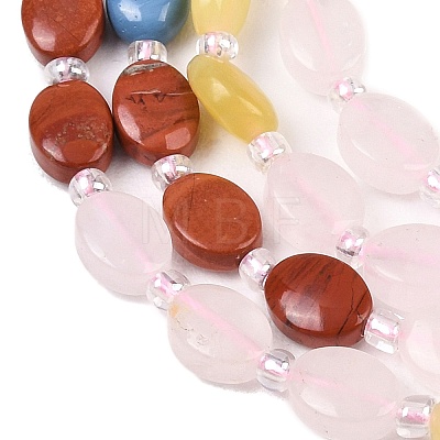 Cherry Quartz Glass & Synthetic Agate & Natural Red Jasper & Rose Quartz & Lemon Jade & Red Aventurine Beads Strands G-Z135-A13-1