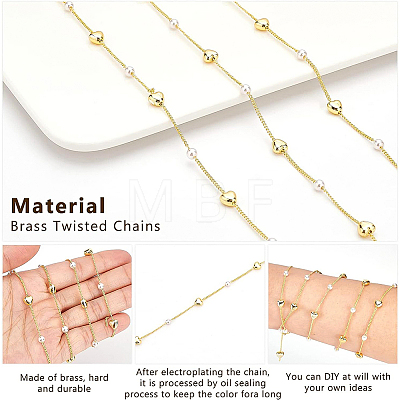 BENECREAT DIY Heart & Imitation Pearl Beads Necklace Making Kit DIY-BC0004-73-1