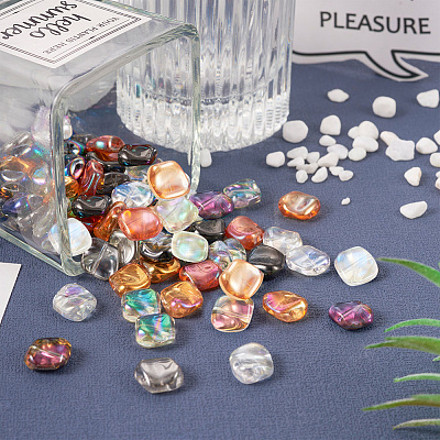 64pcs 8 colors Electroplate Transparent Glass Beads EGLA-TA0001-18-1