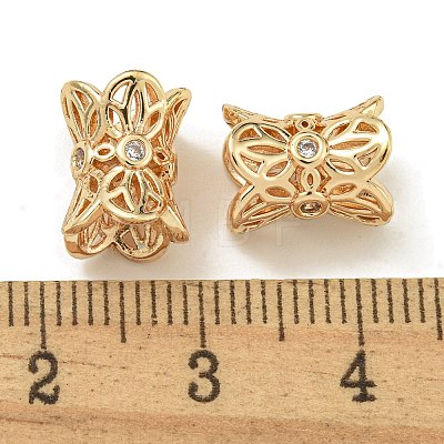 Rack Plating Brass Micro Pave Cubic Zirconia Beads KK-K386-05G-01-1