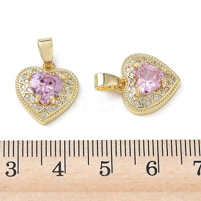 Valentine's Day Brass Micro Pave Pearl Pink Cubic Zirconia Charms KK-A299-14G-1