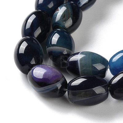 Natural Banded Agate (Dyed & Heated) Beads Strands G-M446-D01-01D-1