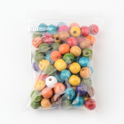 Mixed Round Natural Wood Beads X-TB12mmY-1