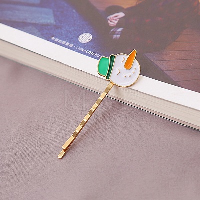 Christmas Theme Alloy Enamel Hair Bobby Pin AJEW-A056-04C-1